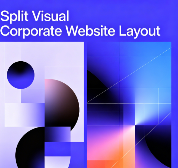 Split Visual Corporate Website Layout – Dual Content Emphasis