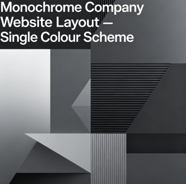 Monochrome Company Website Layout – Single Colour Scheme